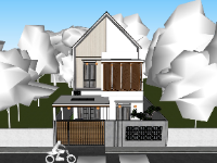 sketchup nhà phố,su nhà phố,sketchup nhà phố 2 tầng