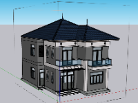 nhà phố 2 tầng,nhà 2 tầng,nhà phố 2 tầng sketchup,su nhà phố,su nhà phố 2 tầng