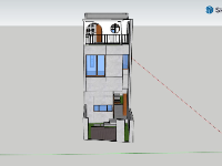 nhà phố 3 tầng,su nhà phố,sketchup nhà phố,su nhà phố 3 tầng