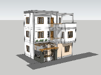 Model su nhà phố 3 tầng 7.3x9.5m