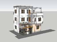 nhà phố 3 tầng,su nhà phố,sketchup nhà phố