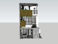 Model su nhà phố 3 tầng 7.5x15.1m