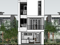 Model SU nhà phố 3 tầng (File full nội - ngoại thất - setting- ánh sáng - vật liệu)