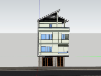 Model su nhà phố 4 tầng 7.6x12m