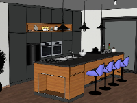 Model su nội thất phòng bếp thiết kế chuẩn đẹp 3d