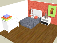 Model su nội thất phòng ngủ dựng 3d