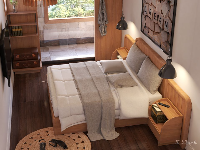 Model su nội thất phòng ngủ sang trọng hiện đại gam màu ấm