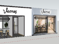 Model su quán trà sữa sketchup