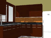 Model su sketchup thiết kế nội thất phòng bếp