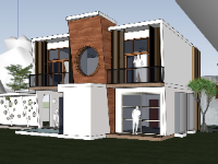 villa đẹp,file su villa 2 tầng,mẫu sketchup villa 2 tầng