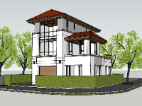 su villa,su villa 3 tầng,biệt thự villa sketchup,file sketchup villa 3 tầng