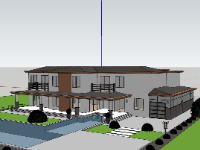 Model thiết kế 3d sketchup biệt thự 2 tầng đẹp
