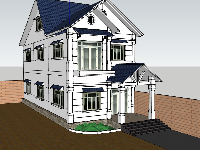 thiết kế nhà 2 tầng,mẫu nhà 2 tầng sketchup,nhà 2 tầng 3d su,phối cảnh nhà 2 tầng