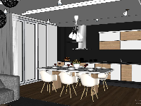 Model thiết kế nội thất phòng bếp + bàn ăn