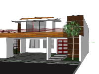 Model thiết kế sketchup biệt thự 2 tầng 12.1x20m