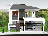 biệt thự 2 tầng,biệt thự sketchup,file sketchup biệt thự 2 tầng,phối cảnh biệt thự