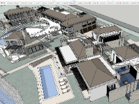 Model tổ hợp khu dân cư gần sông file sketchup