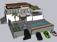 villa 2 tầng,model sketchup villa 2 tầng,biệt thự 2 tầng,mẫu biệt thự đẹp