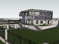 Ngoại thất biệt thự 3 tầng 3d sketchup