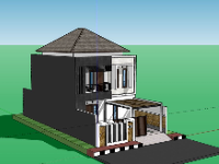 Nhà 2 tầng 7.7x15m model sketchup