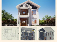 Nhà 2 tầng,bản vẽ revit,bản vẽ nhà 2 tầng,nhà 2 tầng 8x10m,revit nhà 2 tầng