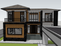 Nhà 2 tầng model sketchup 11x13m