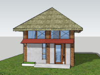 Nhà cấp 4 có gác lửng diện tích 5x5m model sketchup