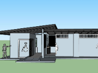 Nhà cấp 4 mái lệch 11x7m sketchup