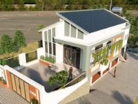 Nhà cấp 4 mái lệch full kiến trúc kết cấu điện nước 7x16.5m