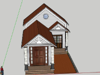 Nhà cấp 4 mái thái 9x19m file sketchup