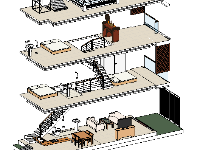 Nhà dân 3 tầng kích thước 4.2x10.2m Revit 2019