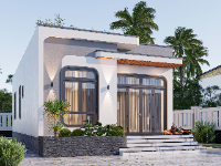 Nhà mái bằng cấp 4 kt 7x16m gồm kiến trúc - kết cấu - điện nước và model sketchup.