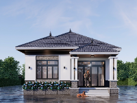 Nhà mái nhật 9.5x19.8m full kiến trúc - kết cấu - điện nước