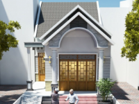 Nhà mái thái 1 tầng 6.5x20m file cad