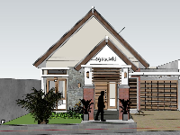 mẫu nhà mái thái 1 tầng,nhà mái thái 1 tầng sketchup,file su nhà 1 tầng,sketchup nhà 1 tầng