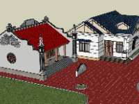 Nhà ở kết hợp nhà thờ họ 16.8x24.5m file sketchup