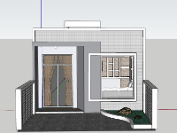 Nhà phố 1 tầng 5x16m dựng file sketchup