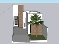 Nhà phố 1 tầng 6.36x30m file sketchup