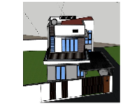 Nhà phố 2 tầng 10x23m file sketchup