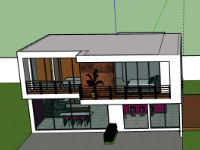 Nhà phố 2 tầng 11.9x10m model sketchup