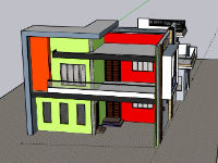 Nhà phố 2 tầng 11x21m file sketchup