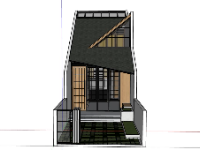 Nhà phố 2 tầng 4.1x18.5m file sketchup