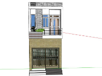 Nhà phố 2 tầng,model su nhà phố 2 tầng,file su nhà phố 2 tầng,nhà phố 2 tầng file su,sketchup nhà phố 2 tầng