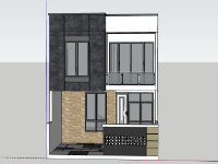 Nhà phố 2 tầng 7.1x13m model sketchup