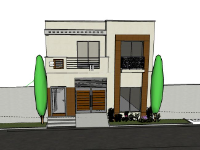 Nhà phố 2 tầng 7.6x13m model sketchup