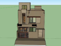 Nhà phố 2 tầng 7.6x15m model sketchup
