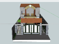 Nhà phố 2 tầng 8.3x22m file sketchup