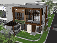 Nhà phố 2 tầng 9x11m file sketchup