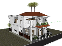 Nhà phố 2 tầng 9x13m sketchup