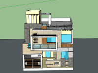 Nhà phố 2 tầng 9x16m file sketchup